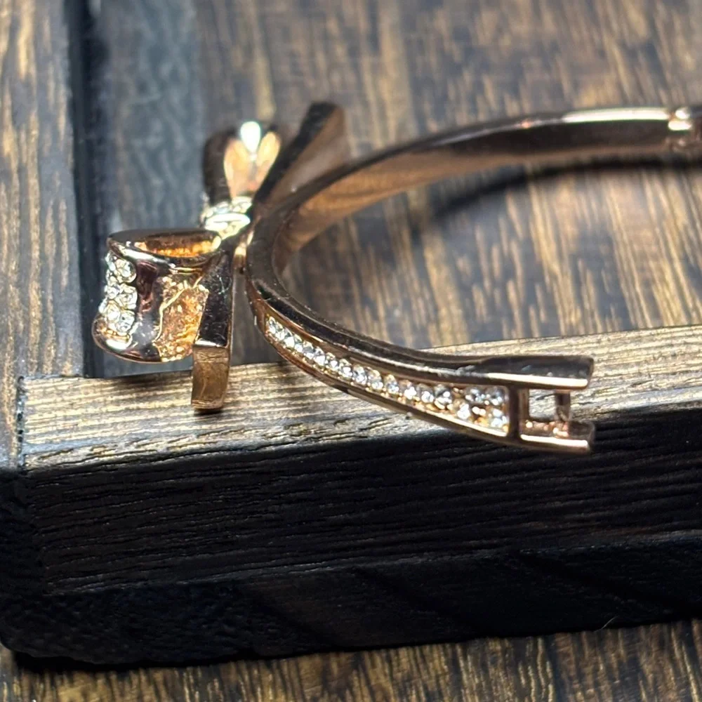 Kate Spade Rose Gold Bow Crystal Bangle Bracelet - Picture 8 of 9